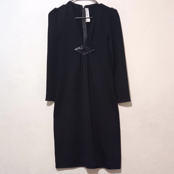 ST. John Women Vintage Long Sleeve Black Dress Knit Santana SzS/6 - Picture 1 of 14